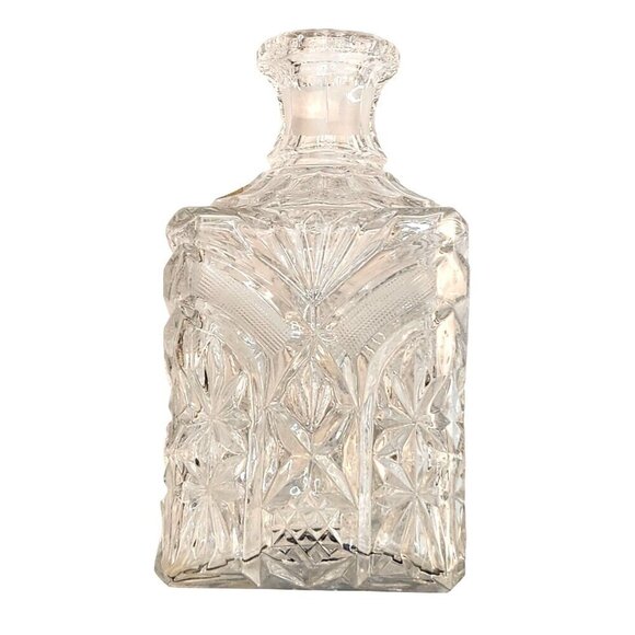 24% Lead Crystal Decanter With Stopper Made In West Germany Square Bottle - Picture 4 of 12